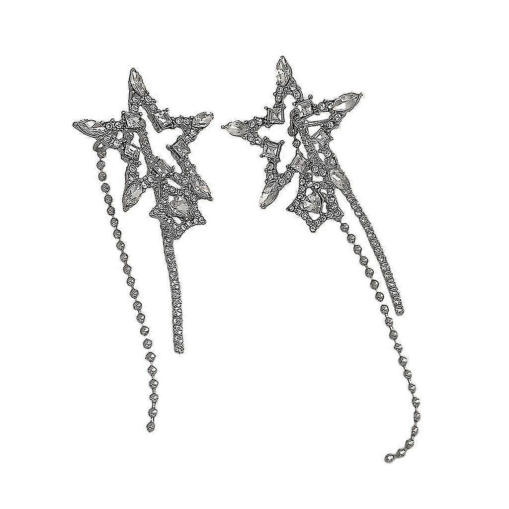 Zircon Star Chain Ear Bone Clip - Superflash Tassels Earring (no Piercing)
