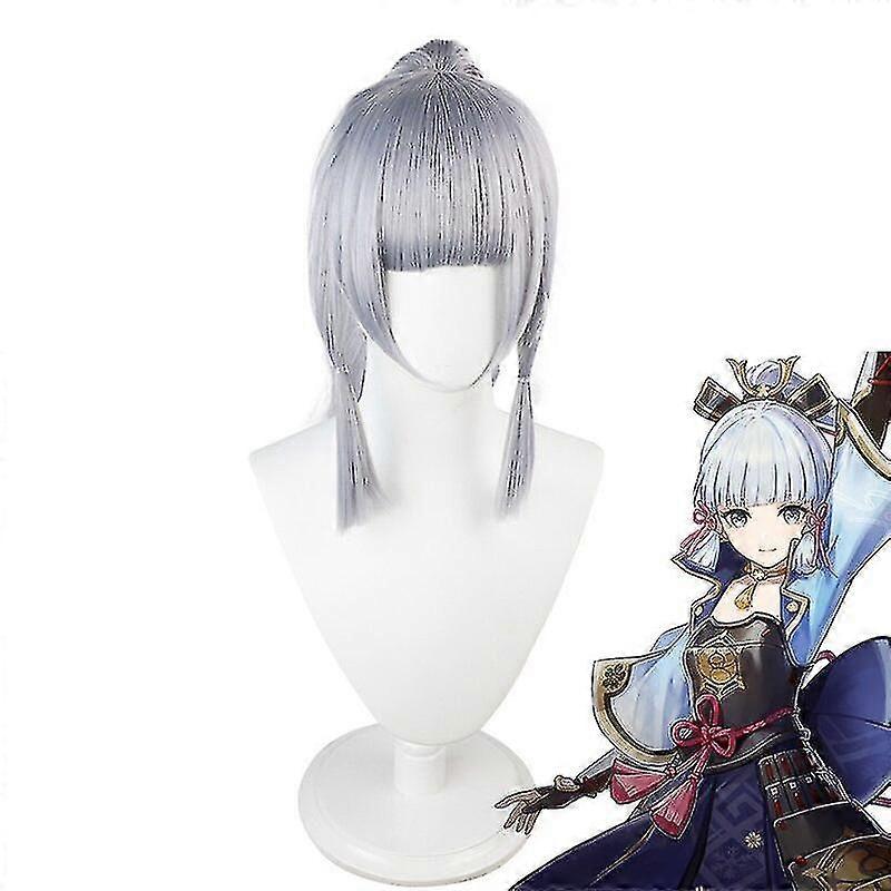 kamisato ayaka ponytail long wig cosplay costume heat resistant s