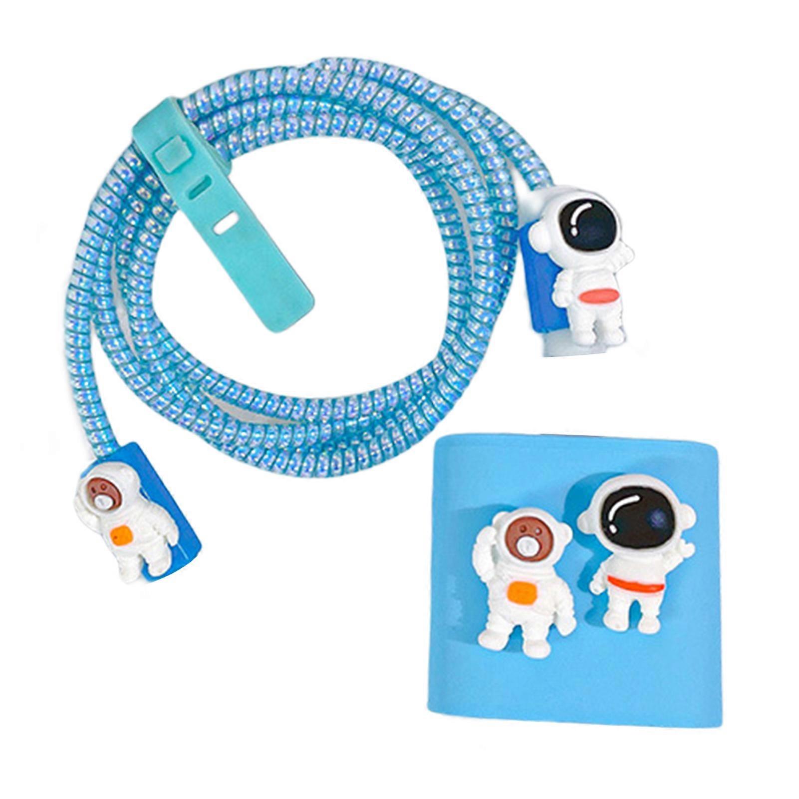 2Pcs/Set Astronaut Pattern Anti-Drop Charger Case Charging Head Data Cable Protection Cover Set for iPhone 13Pro Max