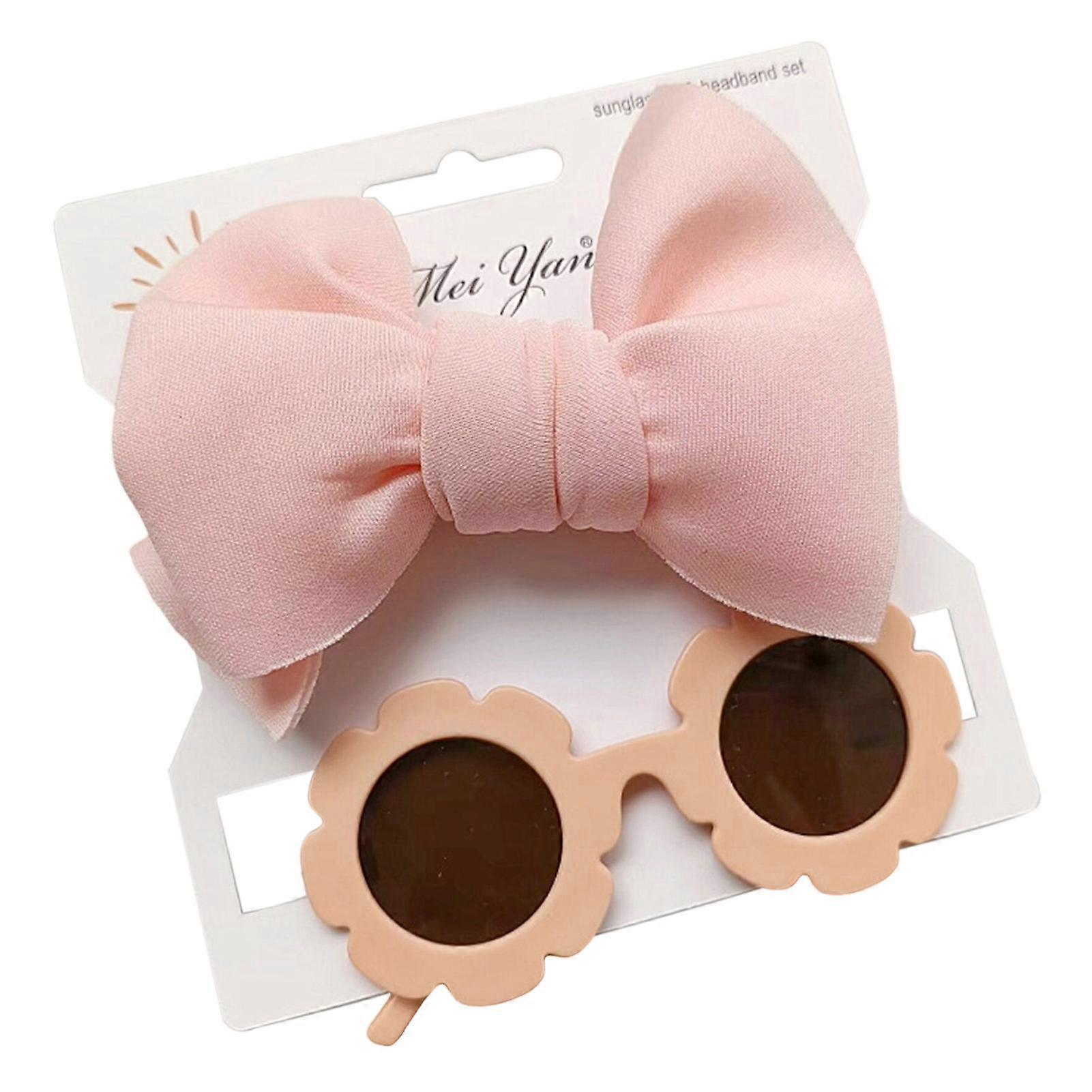 Baby Headbands Sunglasses Set Soft Elastic Baby Girl Bow Headbands with Shades Set for Newborns Infants Toddlers