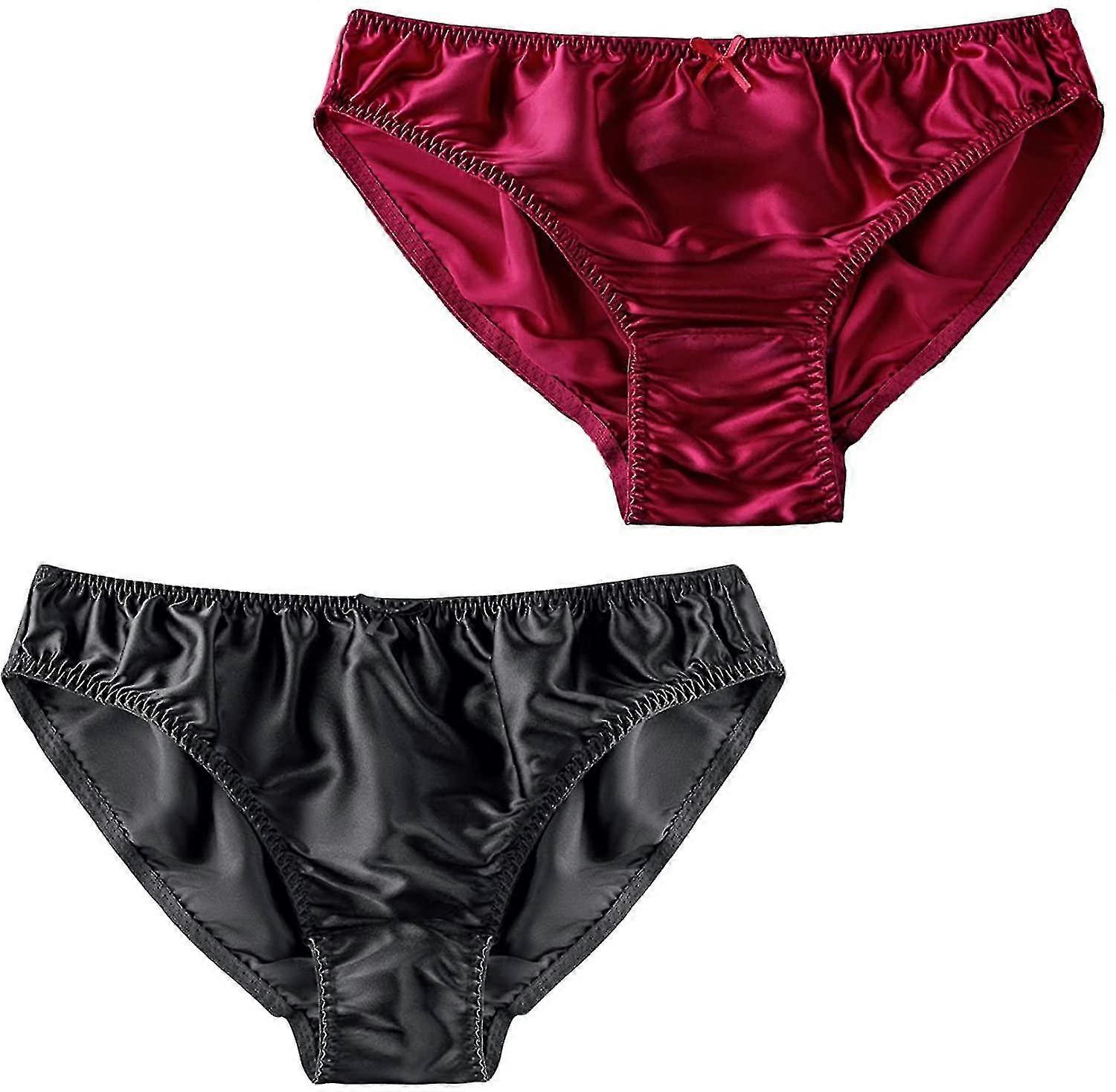 Mutandine da donna in seta di gelso, bikini sexy in seta, slip in seta, biancheria intima in raso, 2 pezzi