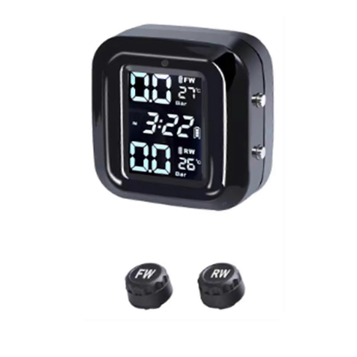 Motor Tire Pressure Monitoring Alarm SystemWireless LCD Display Motorcycle TPMS Tyre Temperature Tester