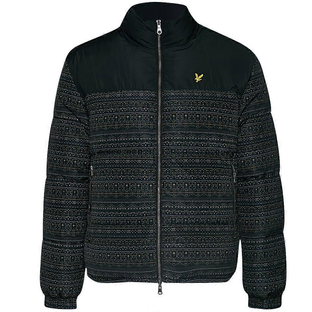 Lyle & Scott Fair Isle Reversible Black Puffer Jacket