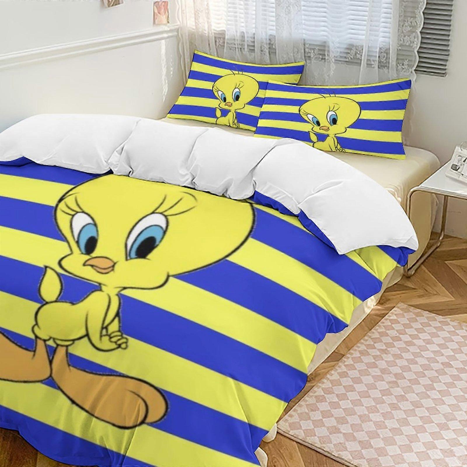c518 TweetyBird 2 Cama Capa de Edredão Conjuntos de Cama de Microfibra Conjuntos de Edredom Leve de 3 Peças, 1 Capa de Edredão e 2 Fronhas para Crianças ee518