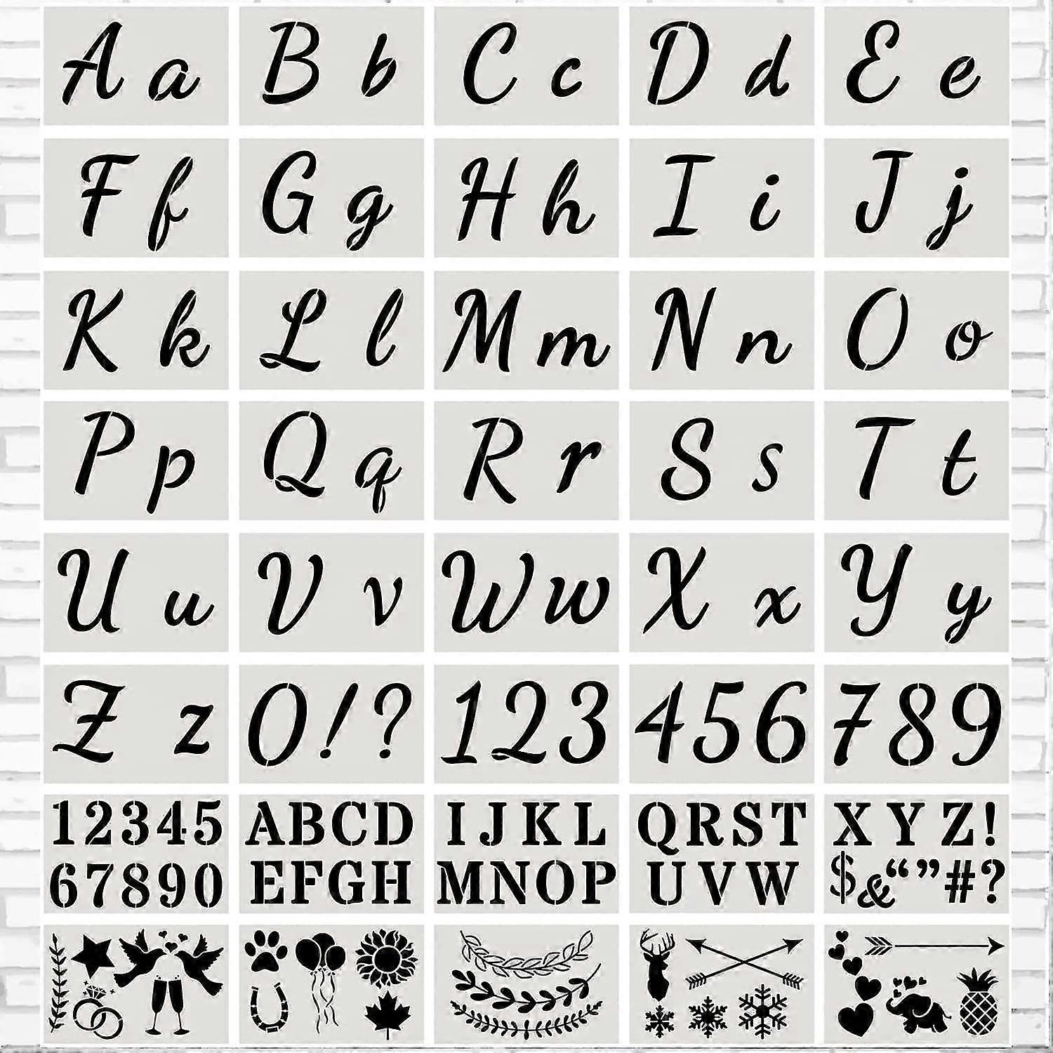 Reusable Plastic Alphabet Letter Stencil Number Stencil With Upper And Lower Case Letters Numbers And Signs (40 Pieces)