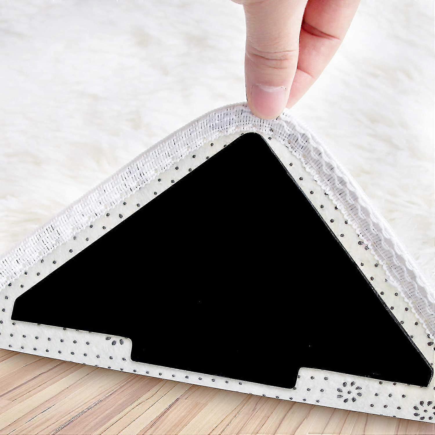 10 Pcs Double Sided Non Slip Reusable Rug Stopper, Washable Rug Tape For Carpets, Floor Mats(black)