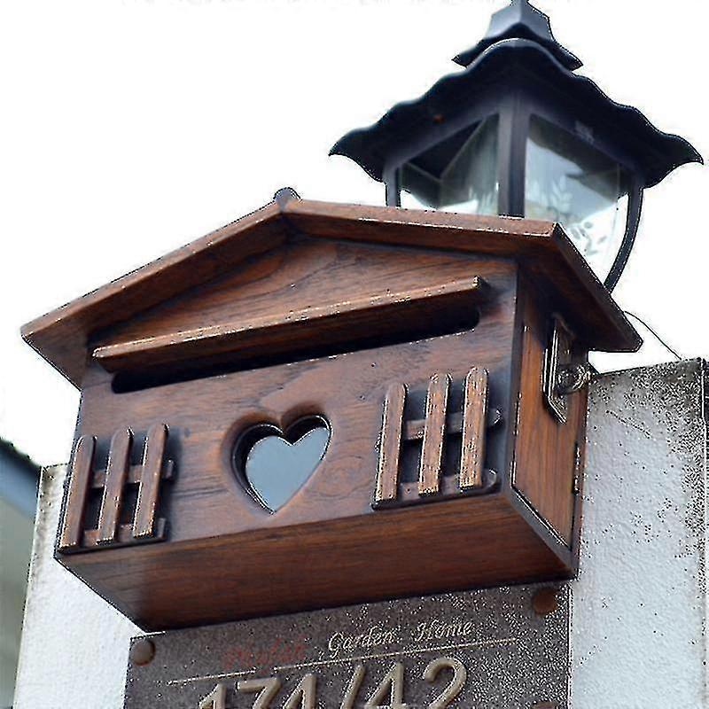 Mailboxes Creative Wooden Mailbox Outdoor Post Box Rainproof Wall Mounted Letter Box