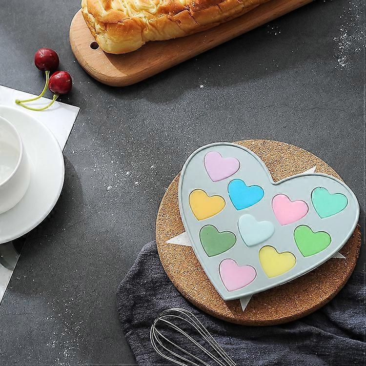 Silicone Cake Molds Heart Shape Non-Stick Baking Pans Ice Cube Trays for Making Cake Candy Jelly Muffin - Blue
