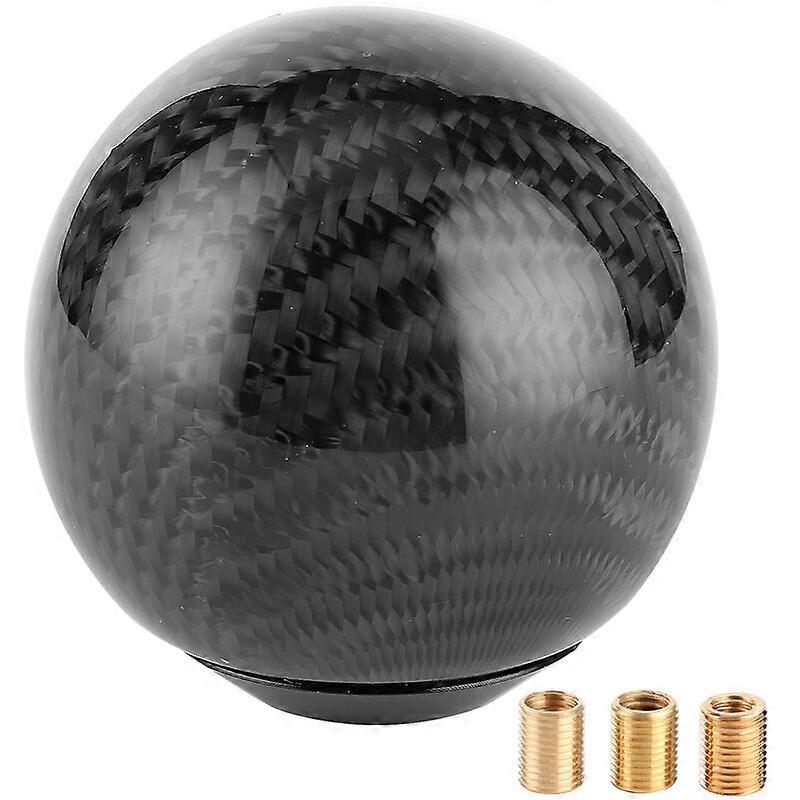 Car Gear Shift Knob With Adapters Universal Black Carbon Fiber Gear Stick Head Automobile Accessory