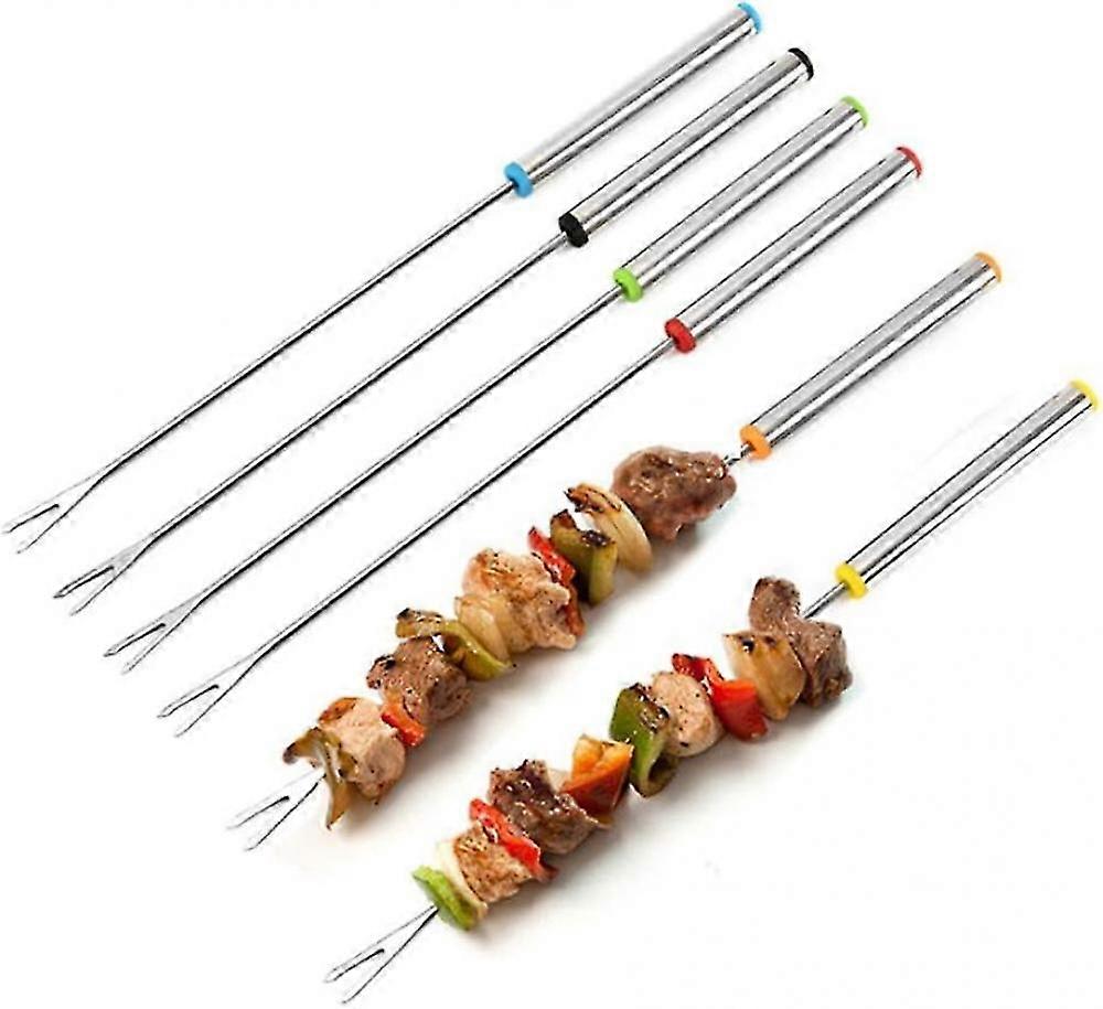 6pcs New Stainless Steel Bbq Fork Barbecue Sign Grilling Fork Tool