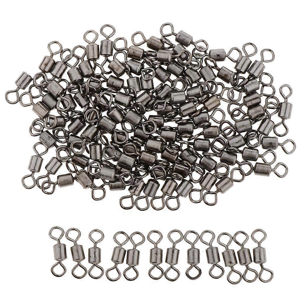 100pcs Fishing Barrel Bearing Rolling Swivel Solid Ring Connector Snap 10