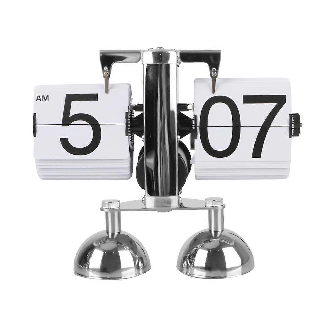 Redkid Horloge à quartz actionnée horloge de bureau flip engrenage interne actionné rétro flip horlo