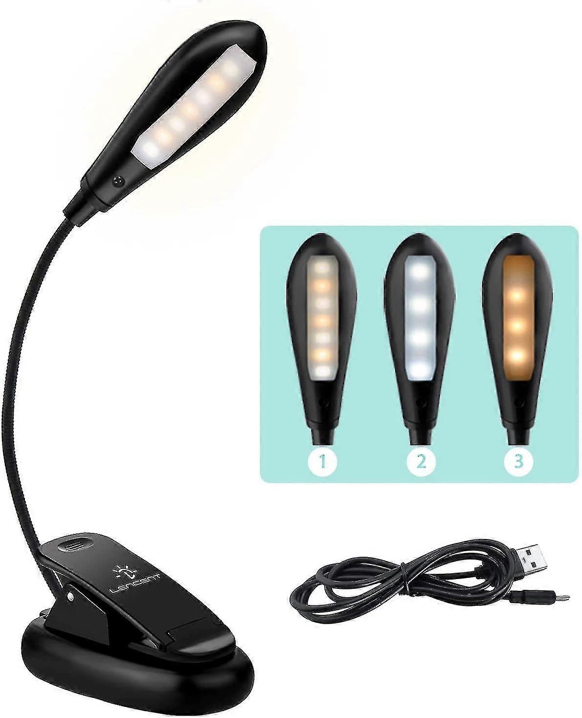 Rechargeable Book Reading Light, 9 Brightness Modes, 7 Led Reading Lights, Flexible And Portable Pinza Clip Light For Ereader, Night, Travel, Work