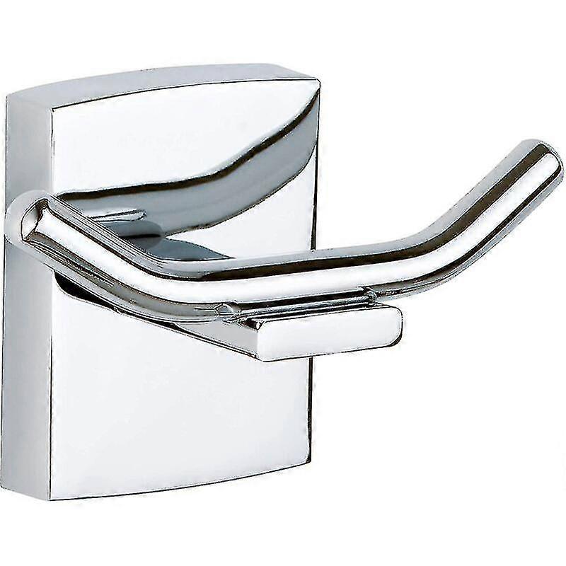 Robe Hook, Chrome Metal, Adhesive, No-drill Technology