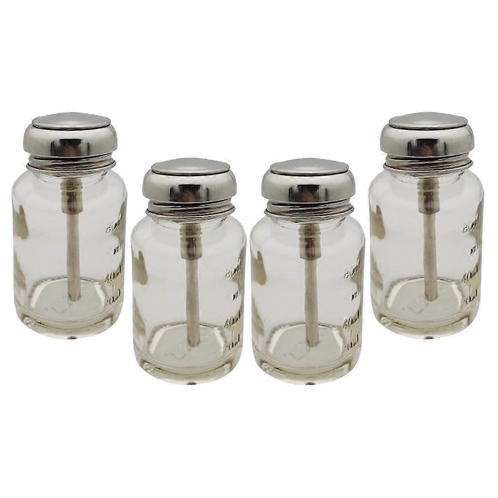 4Pcs Makeup Remover Press Bottle Alcohol  Liquid Pump Dispenser 80ml