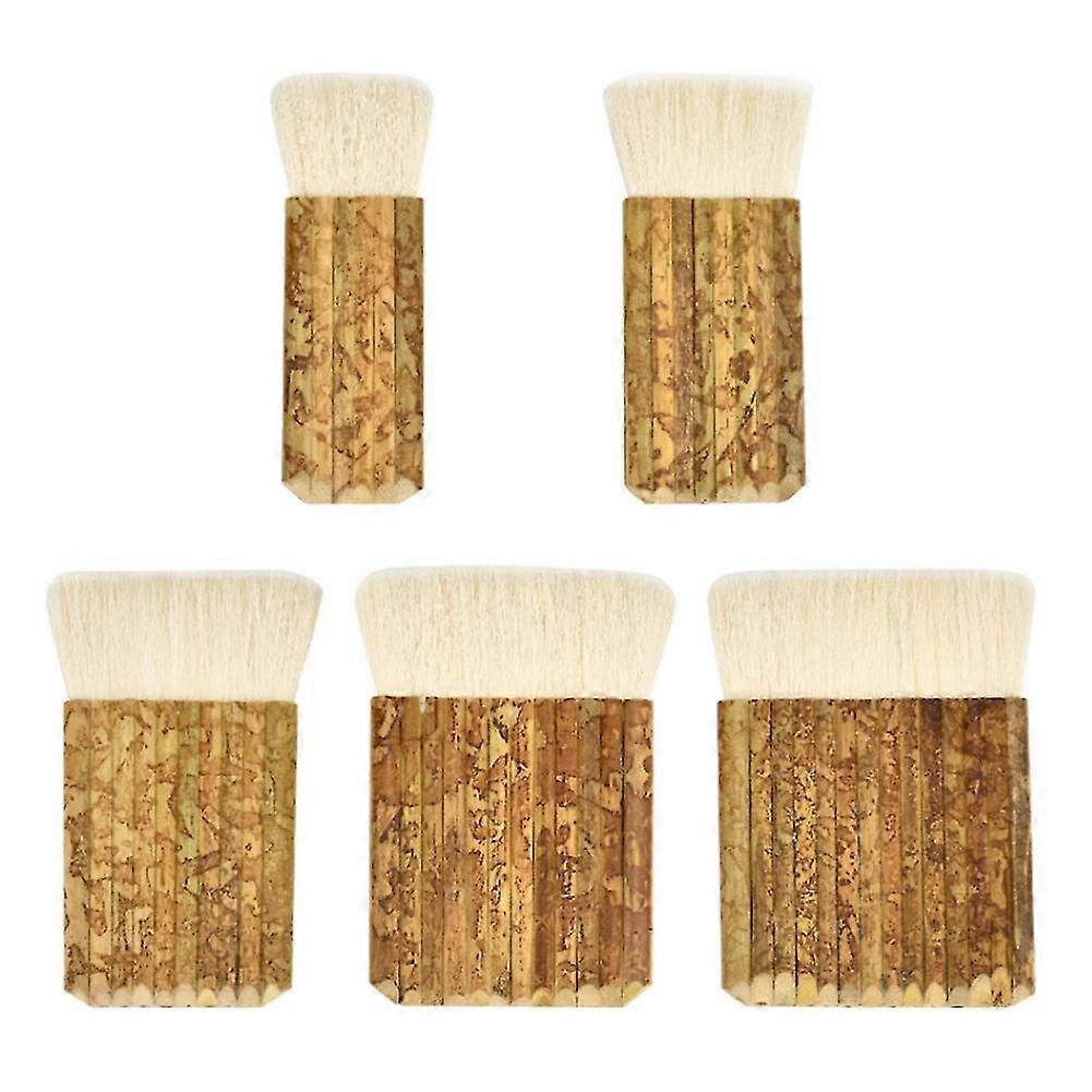 5 Size Hake Blender Brush, Bamboo Handle Brushes Wide Wool Brushes Watercolor Brushes for Kiln Wash