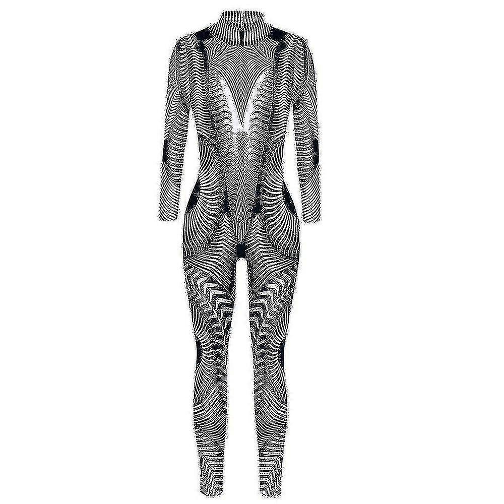 Ρομπότ Punk Ολόσωμη φόρμα Catsuit Γυναικεία κοστούμια Zentai Halloween Bodysuit_y υψηλής ποιότητας