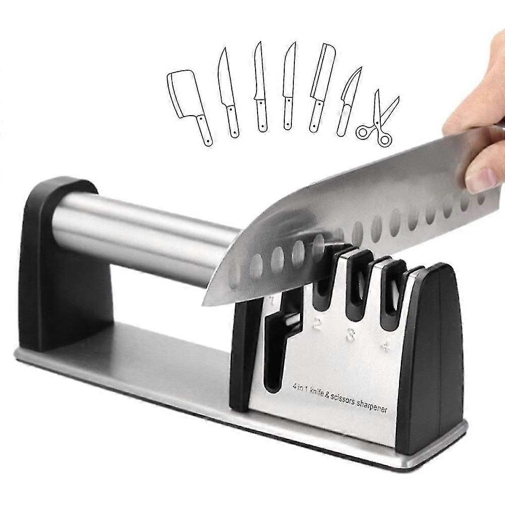 Handmatige messenslijper met antislip basis 4-in-1 ontwerp
