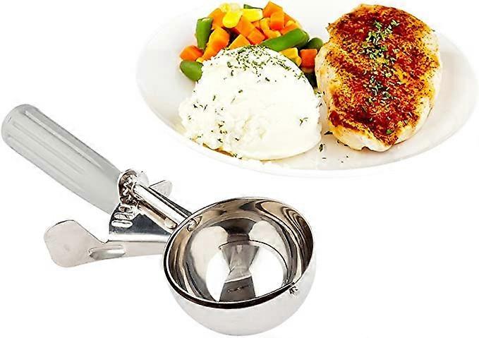 4 oz Servierschaufel, 1 strapazierfähiger Kekslöffel mit grauem Griff, Edelstahlbesteck zur Servierkontrolle, Kugeln Keksteig, Cupcake-Teig oder Eis C