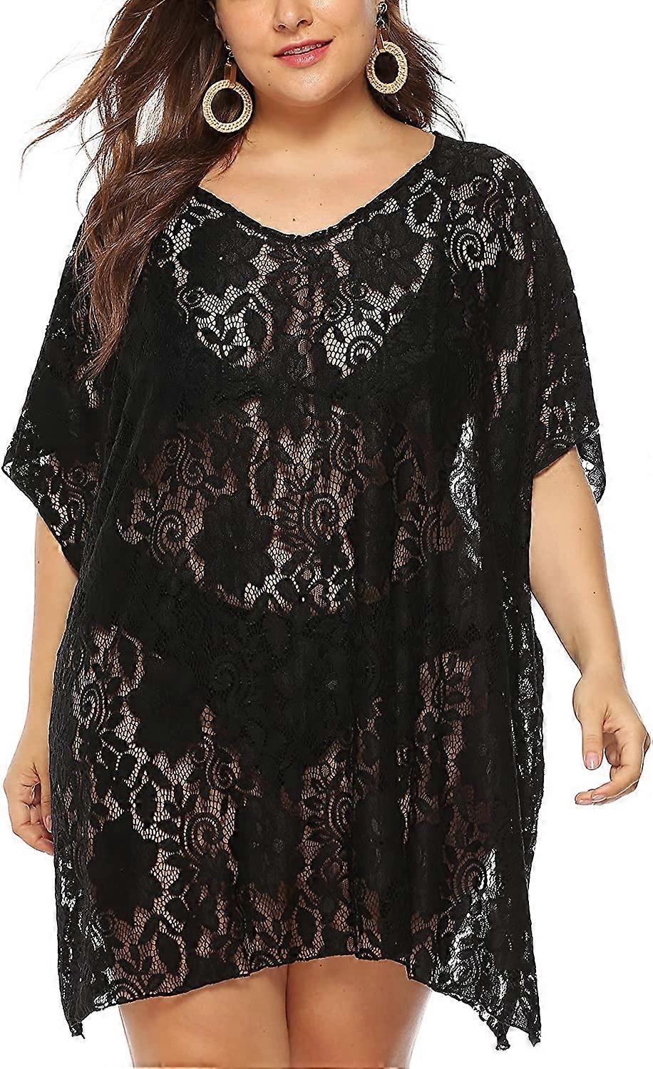Maillot de bain femme cache-maillot de bain en dentelle, bikini grande taille transparent