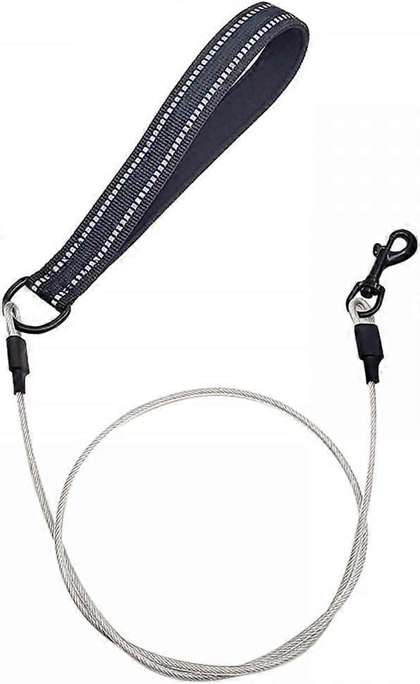 Chew Proof Dog Leash,1.2m Steel Dog Chain Lead with Nylon Soft Reflective Padded Handle for Small Medium Large Dogs