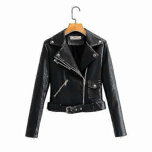 Pu läder långärmad höst vinter street jacka coat