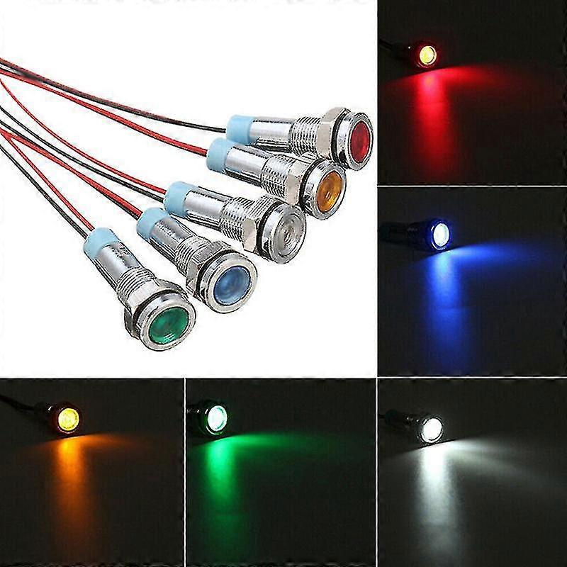 5x Car Boat 12V-24V 6mm LED Indicator Light Dashboard Panel Warning Lamp