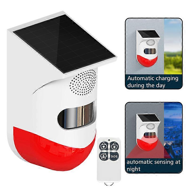 RF433 Solar Powered Infrared Motion Sensor Detector Sound-light Alarm System Waterproof For Home Yard Outdoor Smart Security