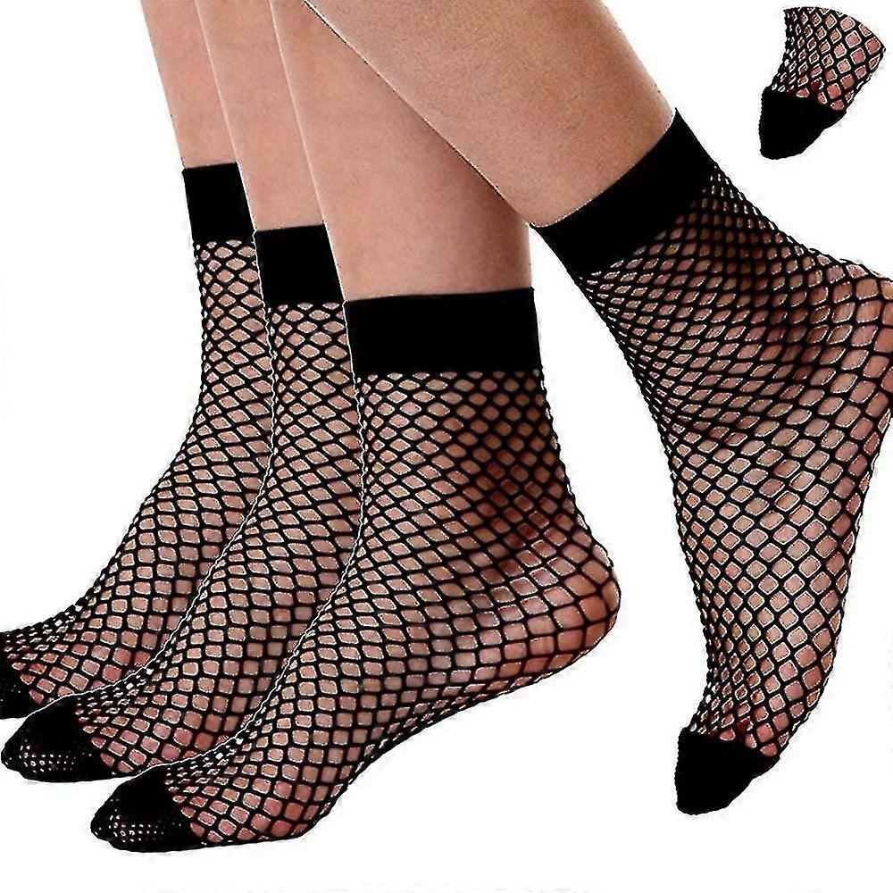 Womens Ankle High Tights Mini Diamond Net Socks 3 Pack