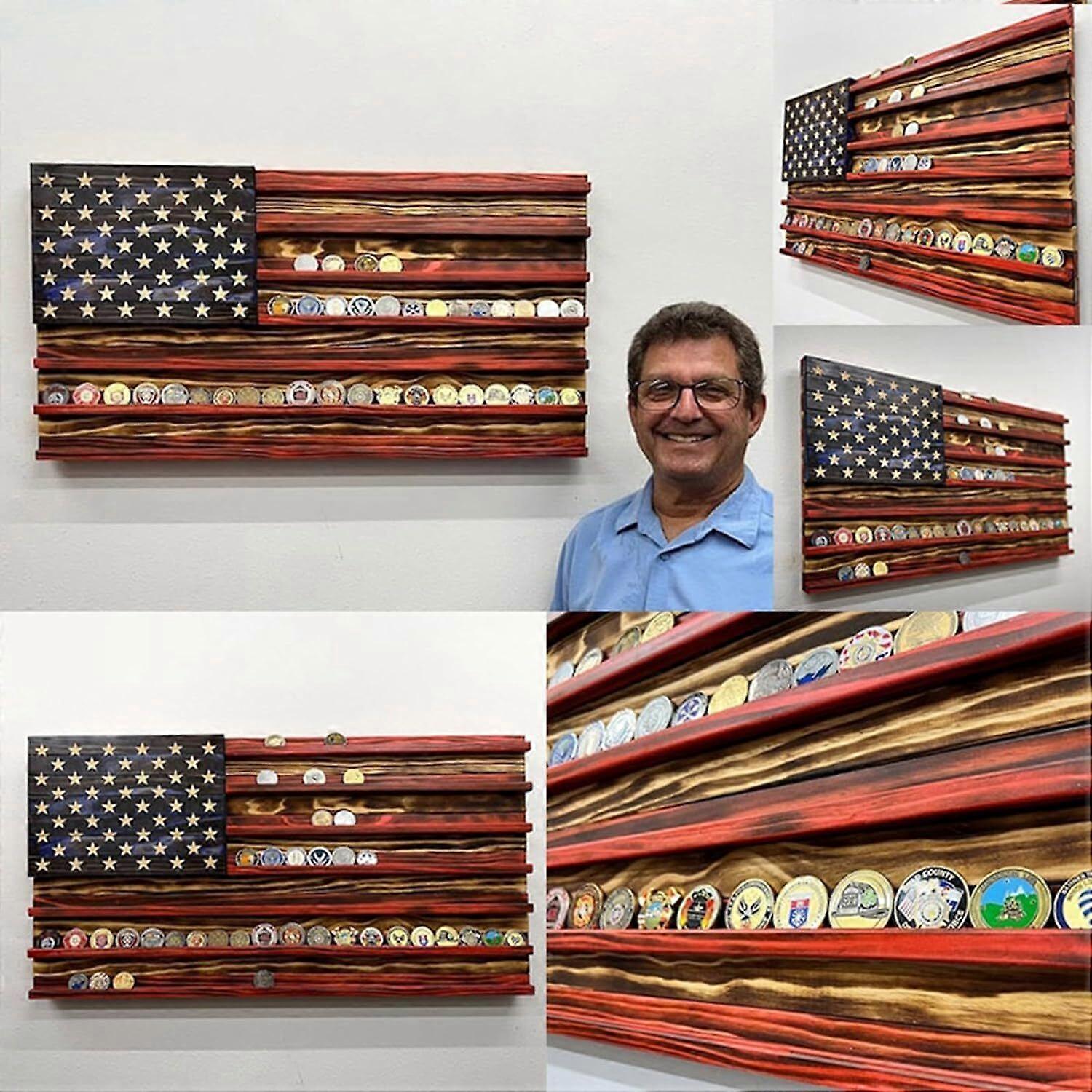 America US Flag Challenge Coin Display Commemorative Display Stand Desktop Display Stand Memorial Day Decorations