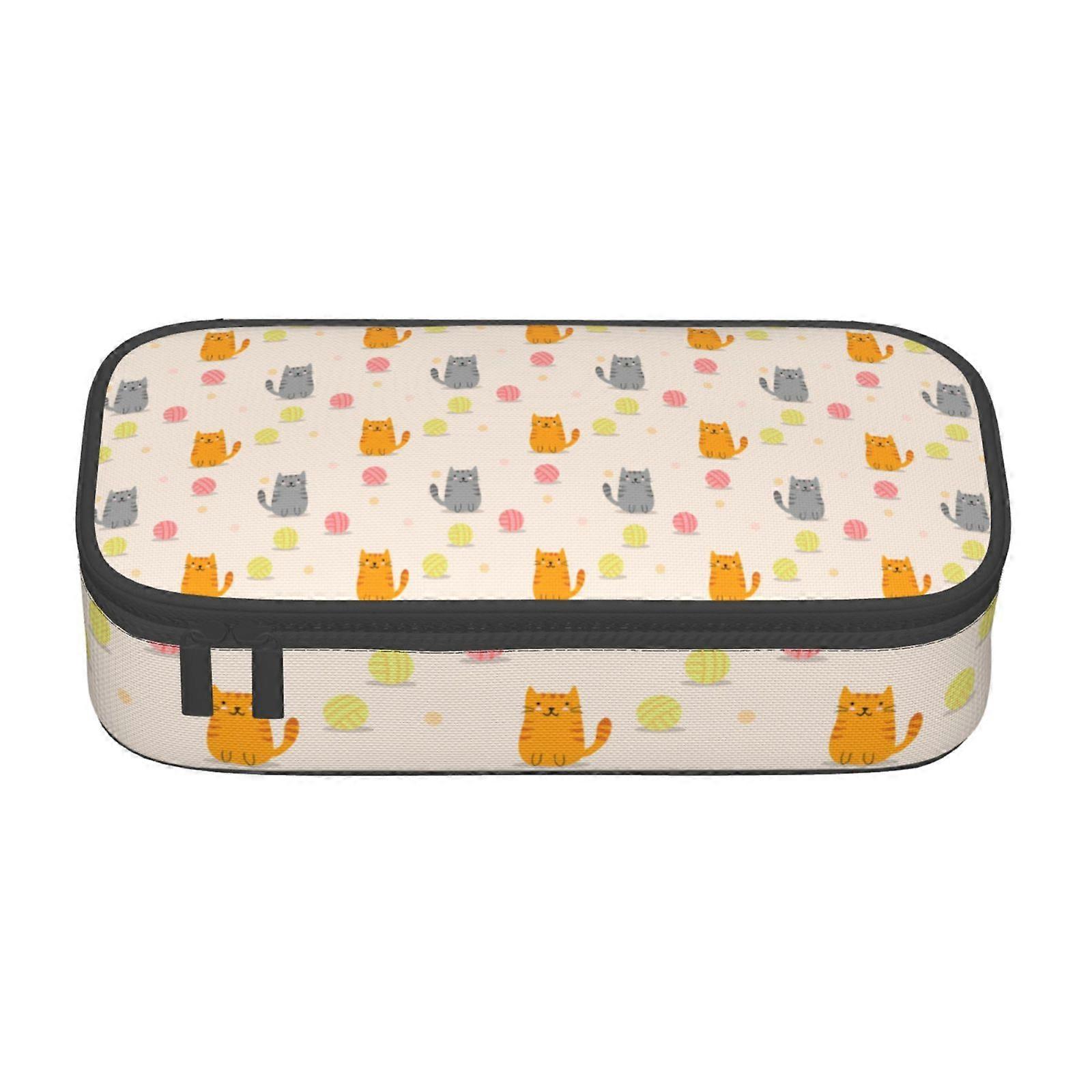 لطيف القط نمط مقلمة القضية سعة كبيرة الحقيبة قلم رصاص حقيبة ماكياج اللوازم المكتبية القرطاسية صندوق قلم رصاص مع سحاب 1