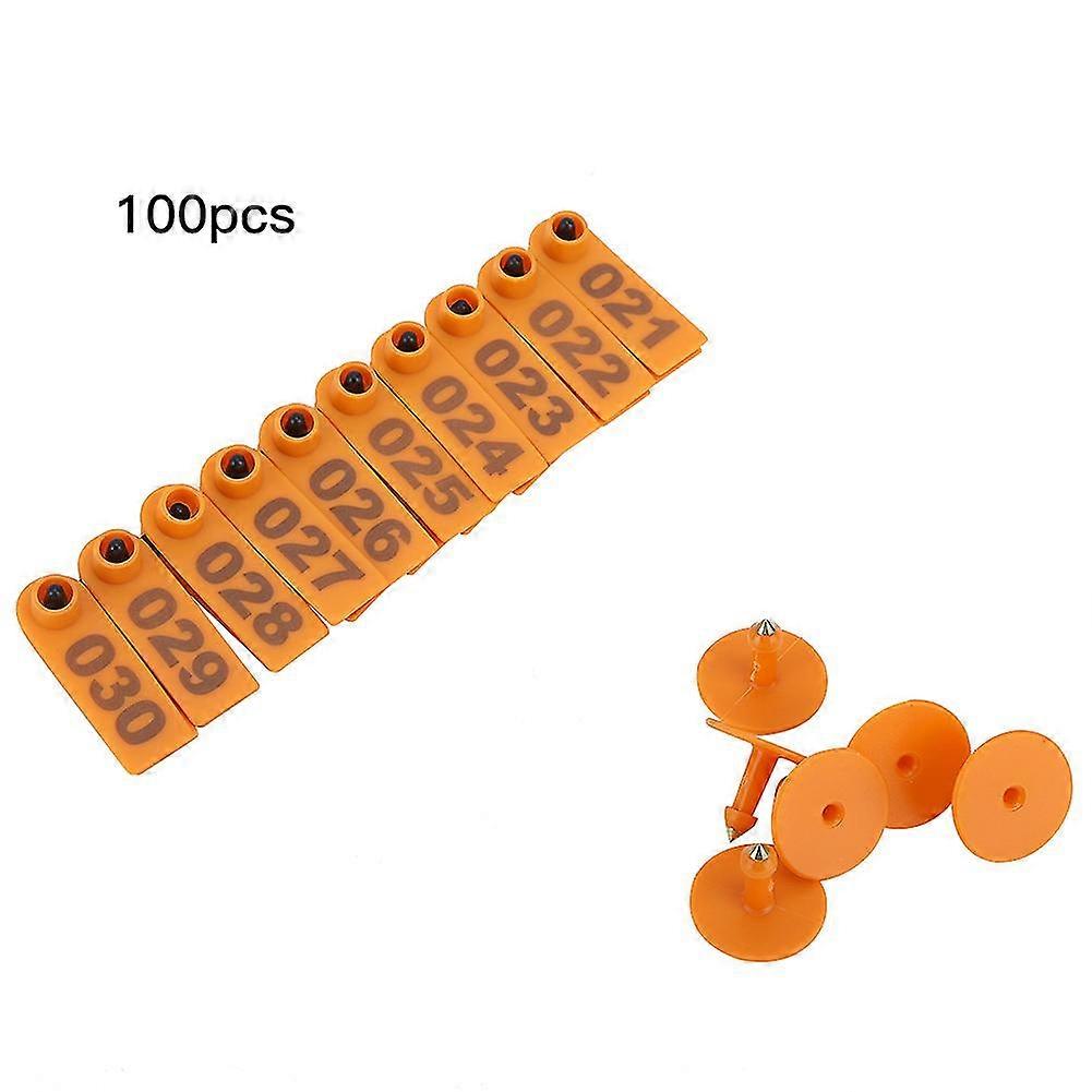 Plastic Ear Tags for Livestock 1-100 Numbering for Goats, Sheep, and Pigs in Orange