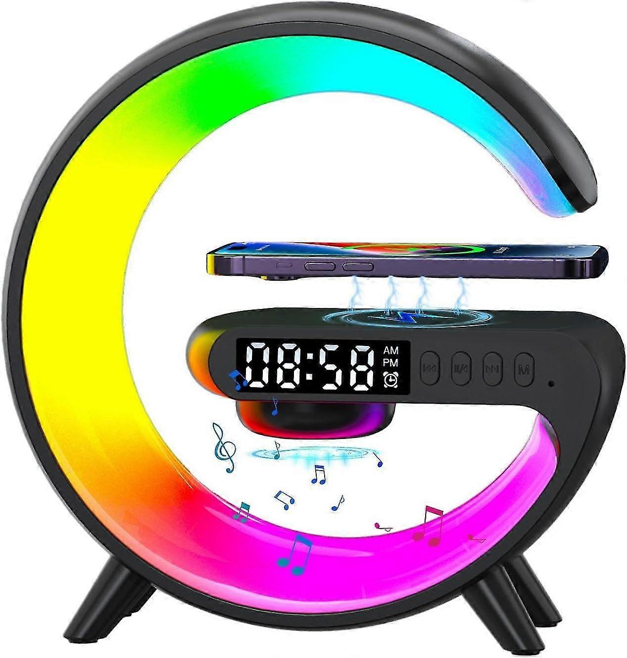 Smart Lamp | Speaker Lamp | Wireless Speaker Charger | Wireless Table Lamp | Night Light Speaker Alarm Clock | G Shape Led Wireless Table Speaker | Ti
