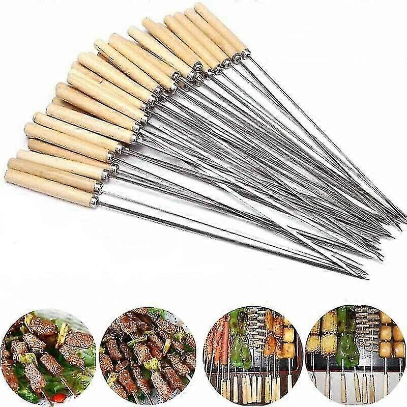 20/50/100 stk. grillgafler i rustfritt stål, flate grillgafler, kjøkkengrillspyd, verktøy
