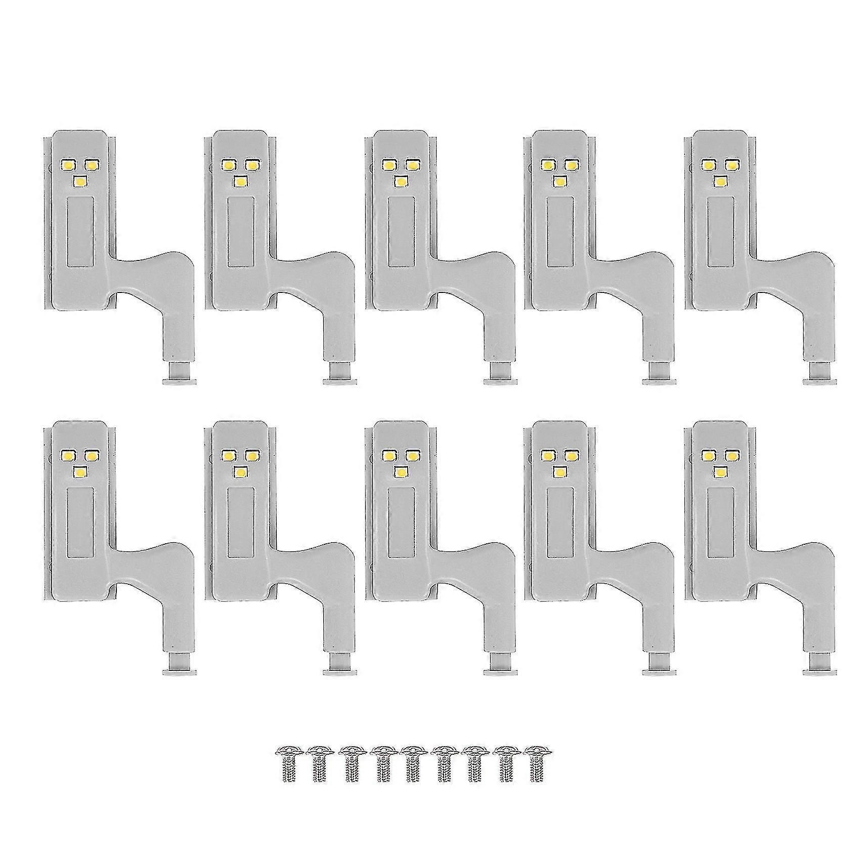 10pcs Cupboard Wardrobe Led Hinge Light Smart Sensor Lamp Warm White