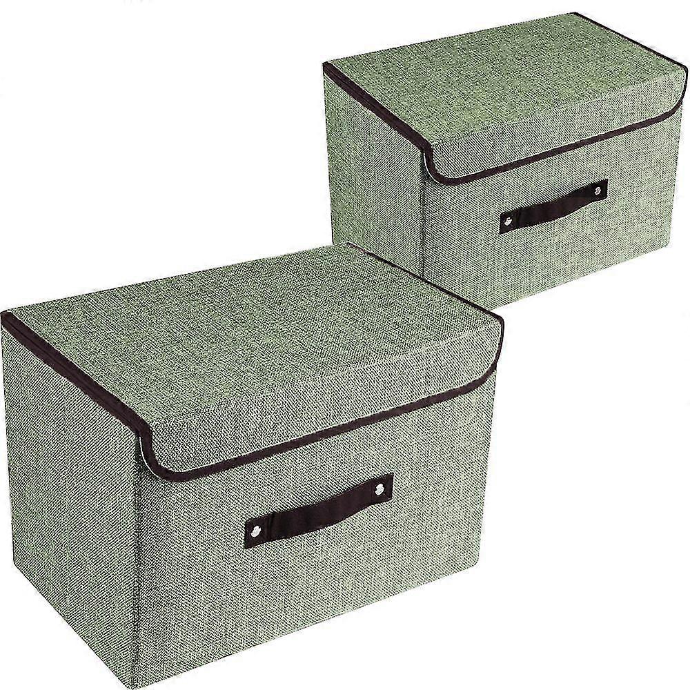 2-pcs Set Large Storage Boxes With Lids And Handles,collapsible Linen