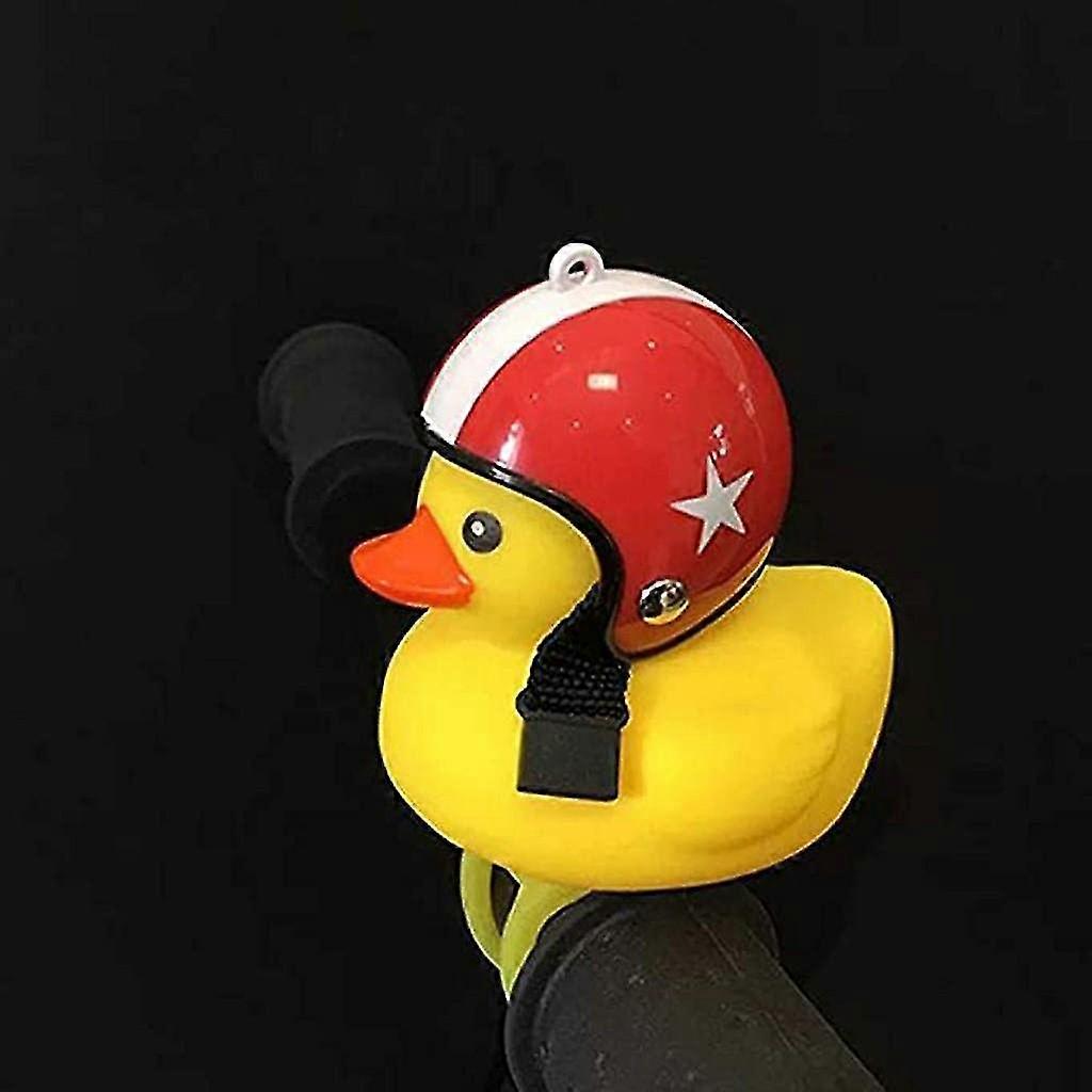 Cute Helmet Duck Bike Bell With Led Light Rubber Duck Bicycle Handlebar  Horns Funny Bicycle Accessories