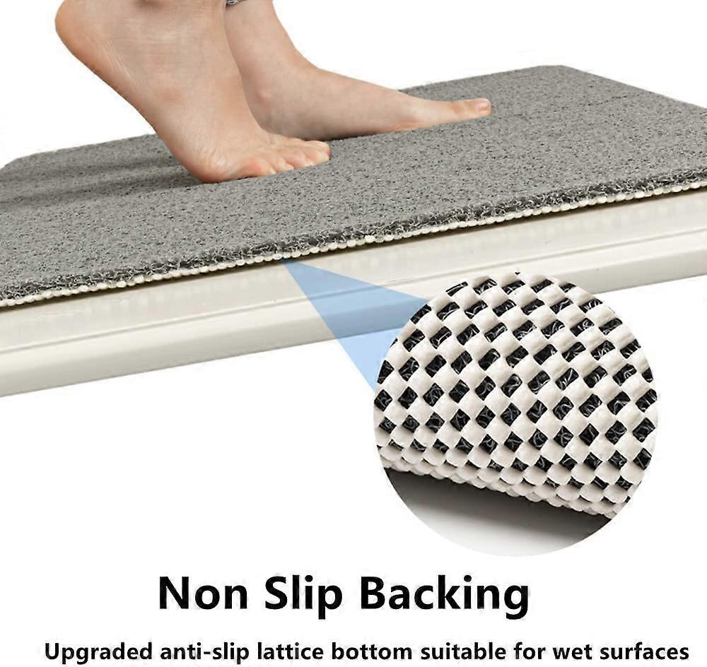Extra Lange Badmat, Antislip Anti-Schimmel, Loofah Douchemas Voor Binnendouche, 100 x 40 cm Met Afvoer, Wasbaar, Sneldrogende PVC Badmatten Voor Badkamervloer en Ouderen (Grijs