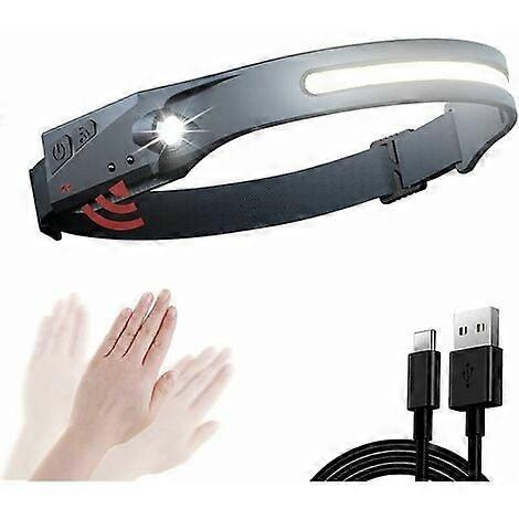 LED Headlamp, Torch Light,Built-in Motion SensorHeadlamp Powerful COB XPE 4 Mode Rechargeable LED Head Torch Headlight with type-c Data cable