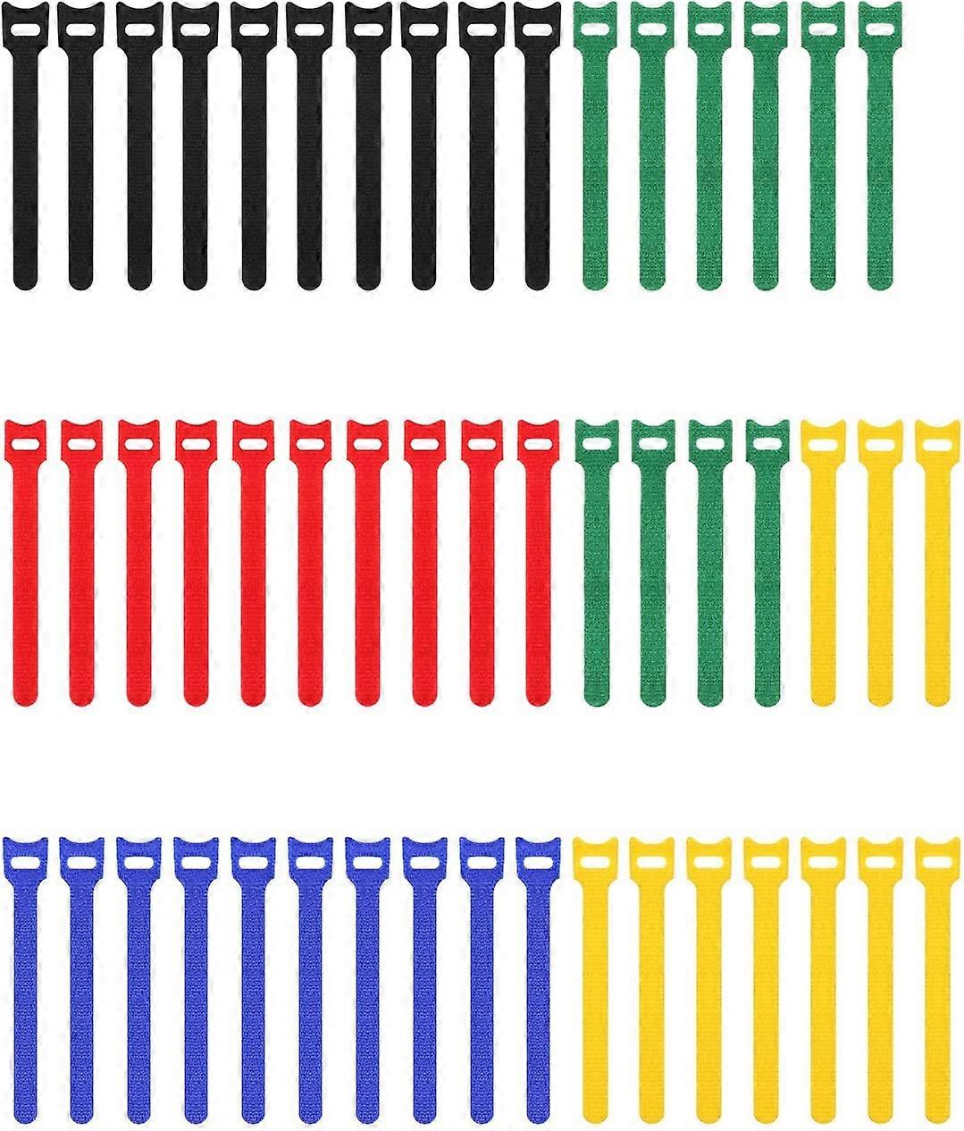 Pasow 50pcs Reusable Fastening Adjustable Cable Ties Wire Management 15CM (Multicolour)