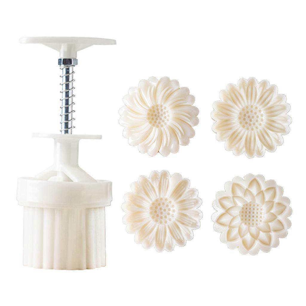 Moon Cake Mould Hand Pressure Cookies Cutter Smooth Exquisite Pattern Daisy