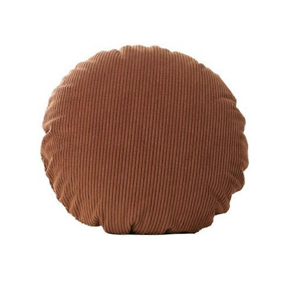 Pinstripe Corduroy Round Bedroom Sofa Cushion Office Backrest Pillows Caramel Colour