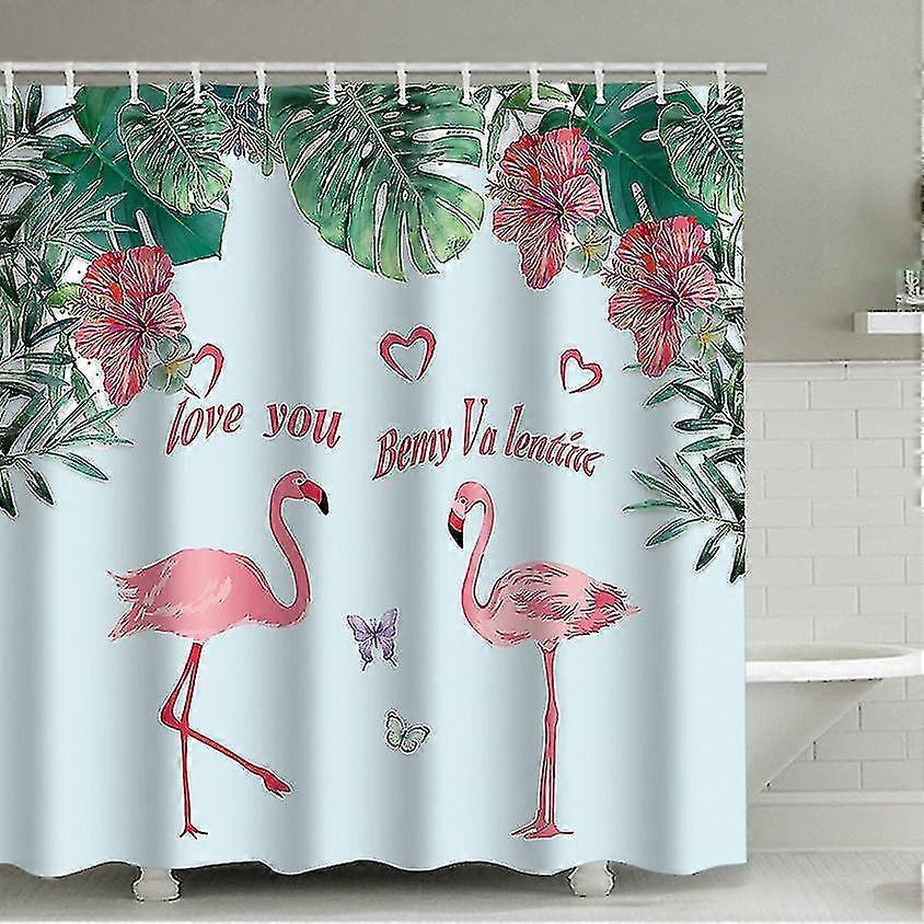 Rideau de douche Flamingo, Rideau de douche en tissu imperméable à l’eau de salle de bain avec 12 crochets en plastique style 2