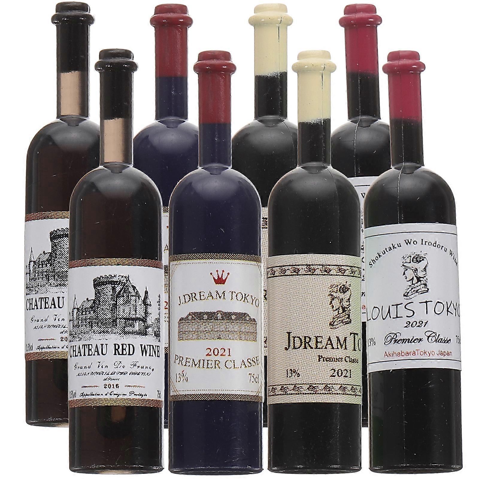 8pcs Doll House Simulation Wine Bottles Miniature Red Wine Bottles Mini Wine Bottles Accessories (1:12)