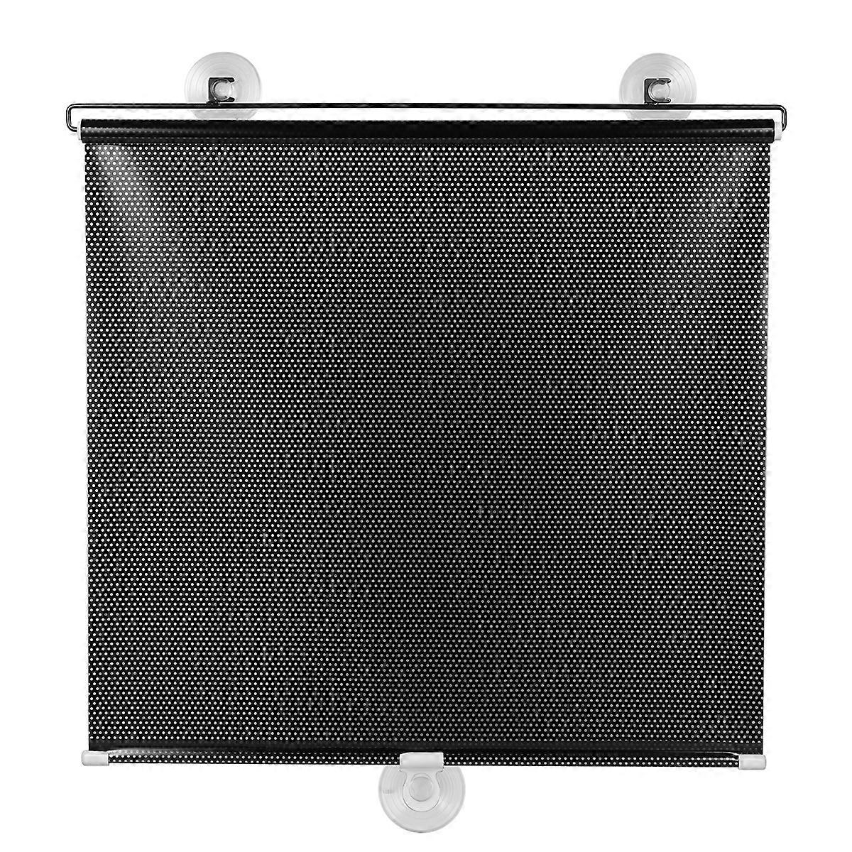 Vosarea Free-Perforated Balcony Suction Cup Sunshade Blackout Curtain Temporary Blinds Portable Drape for Door Window (Black Mesh Dot)