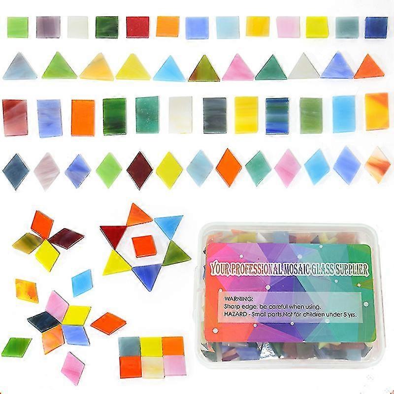 300pcs Mixed Shapes Glass Mosaic Tiles For Crafts, Colorful Stained Glass Pieces For Mosaic Projects New