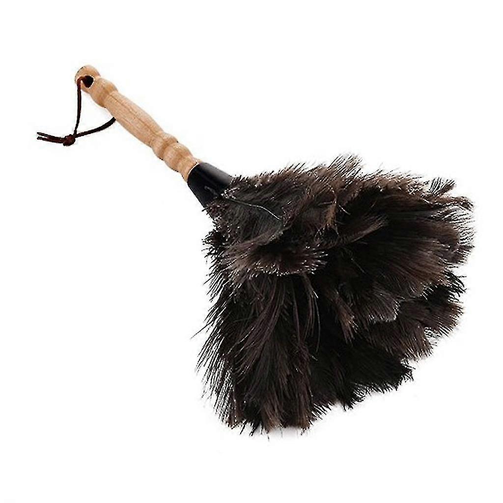Reusable Fluffy Ostrich Feather Duster With Wooden Handle Housework Brush-r