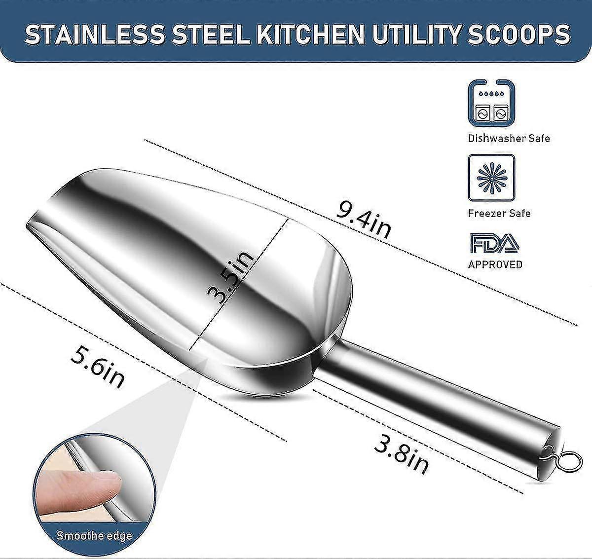 Set of 6 Stainless Steel Scoop for Bar, Ice, Candy, Dry Goods, Popcorn, Small Scooper 6oz - Walmart Supplies