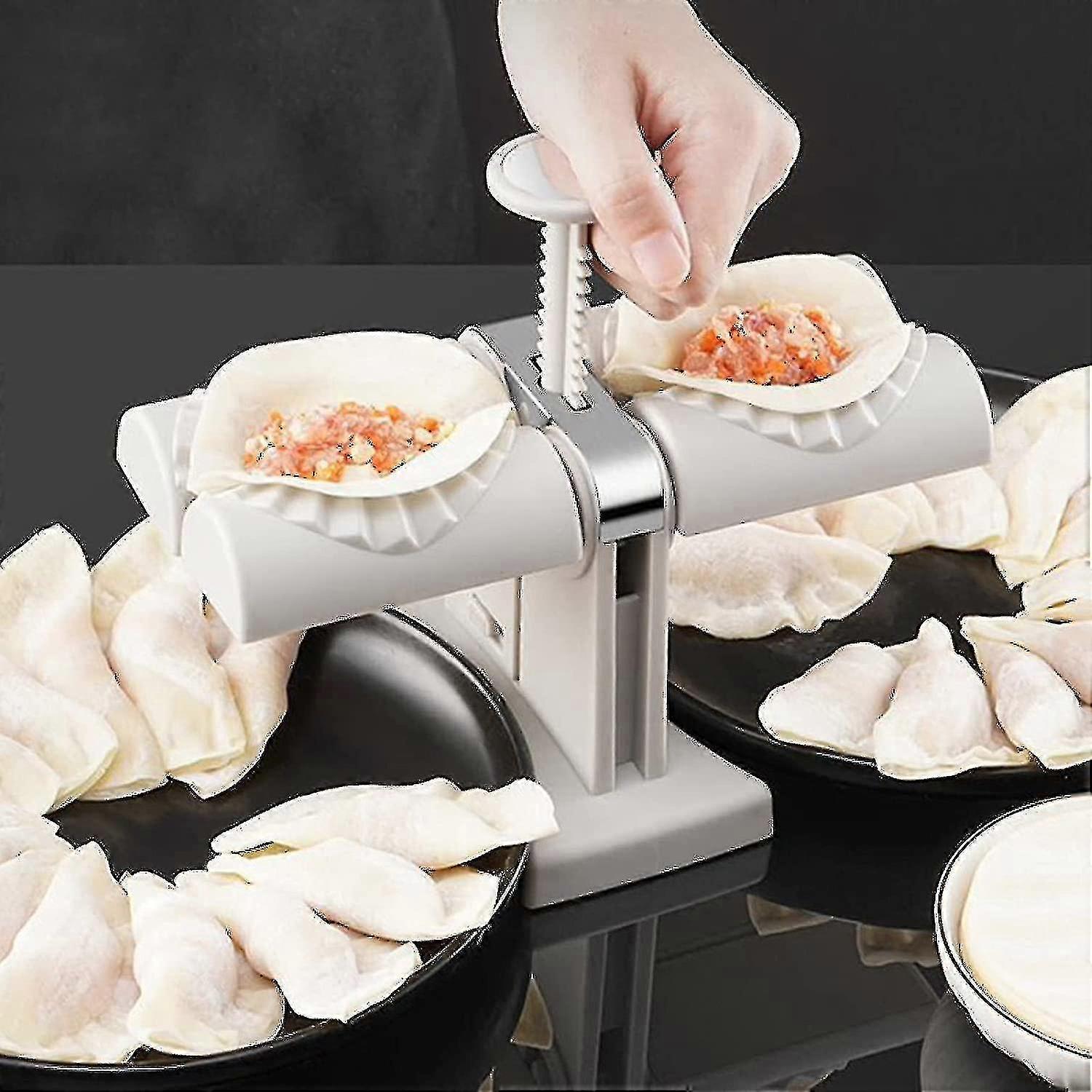 Duplo- Automático Dumpling Hold Double Less Aço Dumpling Maker Mold Make Dumplings Empanadas Ly