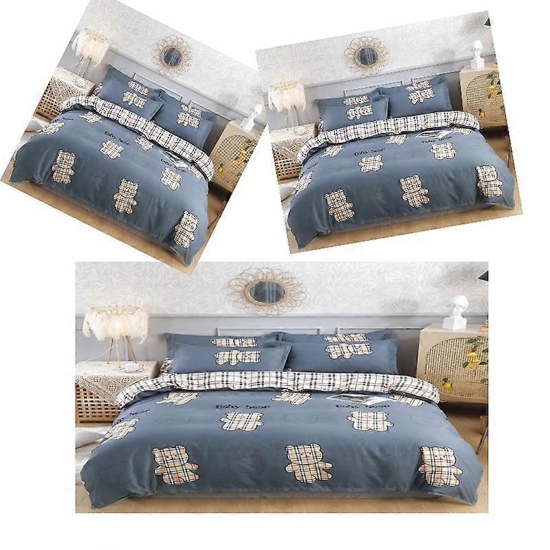 Luxury 4 Piece Set Bedding printed Quilt Cove Fitted Sheet Pillowcase Color AD